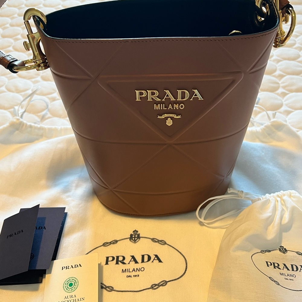 NWT Prada Logo Bucket Bag